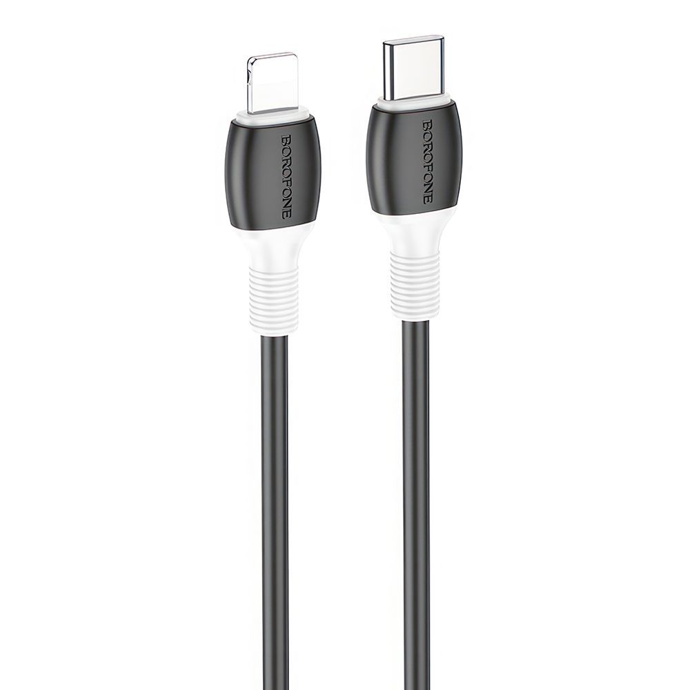 USB-C кабель BOROFONE BX84 Rise Lightning 8-pin, 3А, PD20W, 1м, PVC (черный)