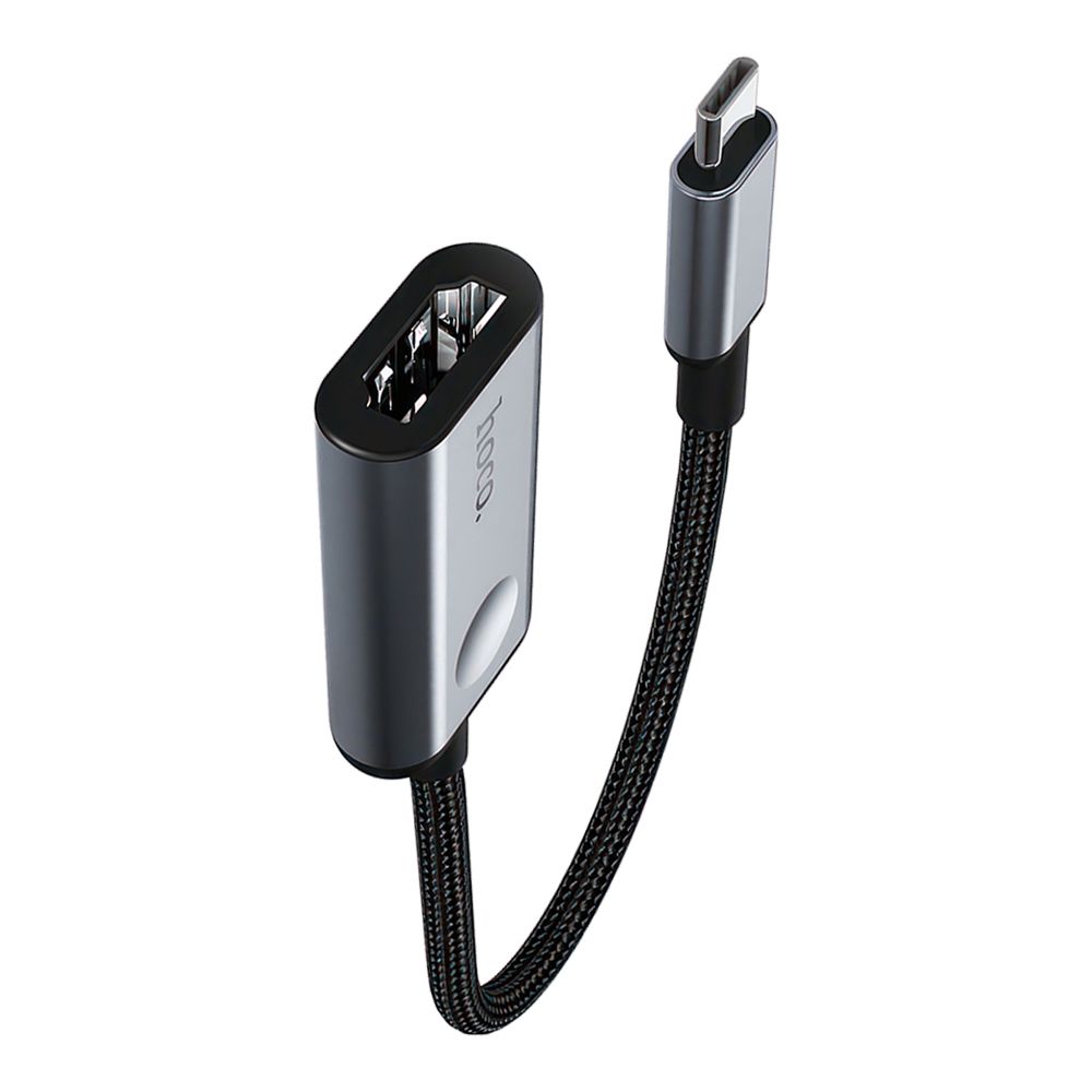 HDMI адаптер HOCO HB21 USB-C на HDMI, конвертер, 4K video, 0.15м, нейлон (серый)