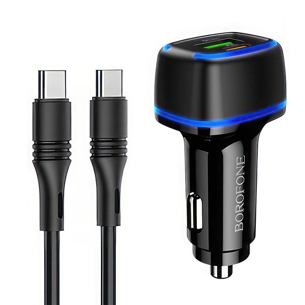АЗУ BOROFONE BZ14A Mercury 1xUSB, 1xUSB-C, 3А, PD20W, QC3.0, LED + USB-C кабель Type-C, 1м (черный)