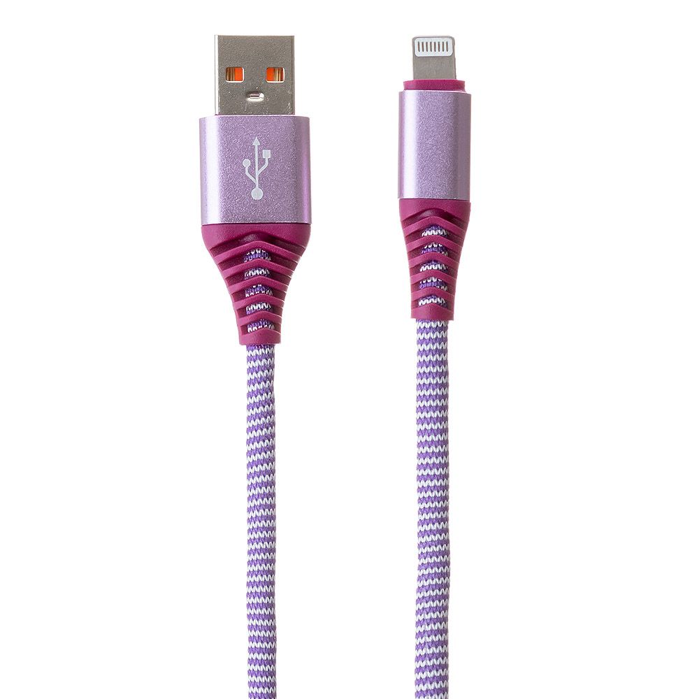 USB кабель "LP" для Apple Lightning 8-pin "Носки" (фиолетовый/блистер)