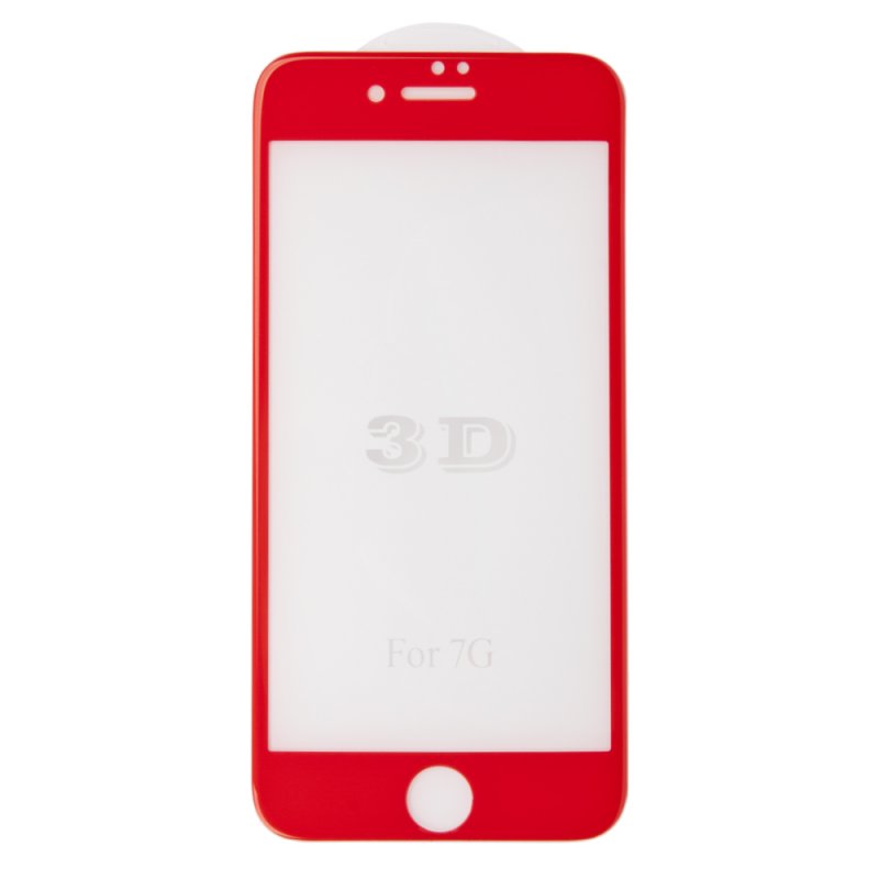 Защитное стекло "LP" для iPhone SE 2/8/7 Tempered Glass 3D с рамкой 0,33 мм, 9H (ударопрочное/красное)