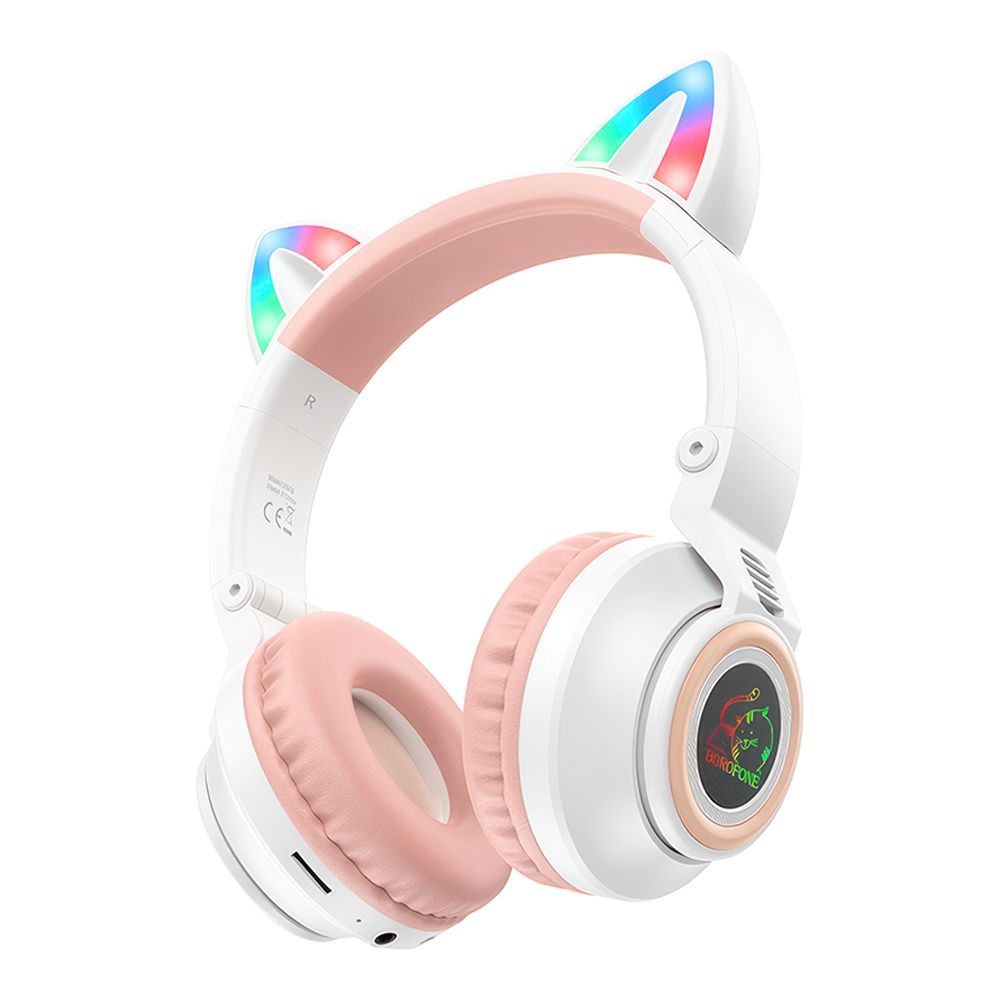 Bluetooth гарнитура BOROFONE BO18 Cat BT 5.0, 3.5мм, MicroSD, накладная (белый)