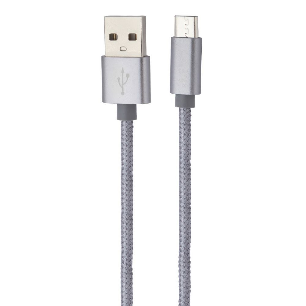 USB кабель HOCO X2 Knitted MicroUSB, 2.4А, 1м, нейлон (серый)