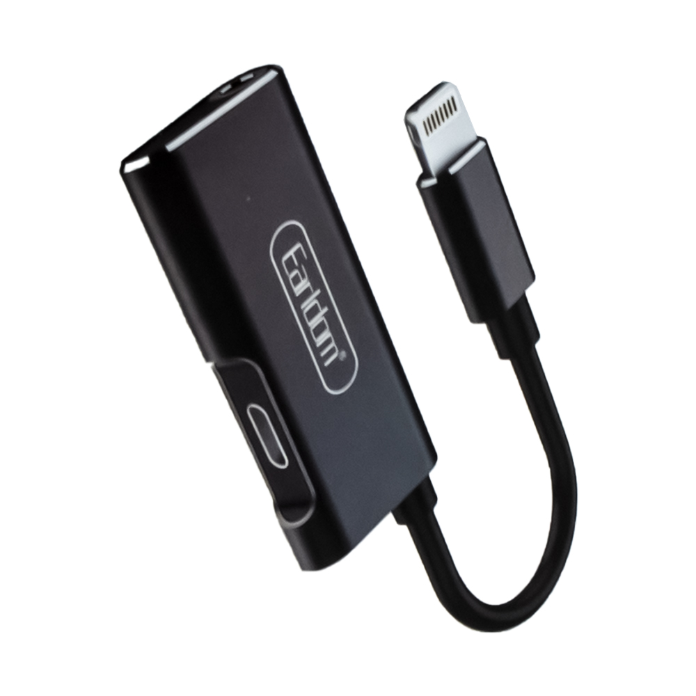 Аудио адаптер Earldom ET-OT52 Lightning 8-pin на Lightning 8-pin/3.5мм, зарядка и аудио, 0.12м (черный)