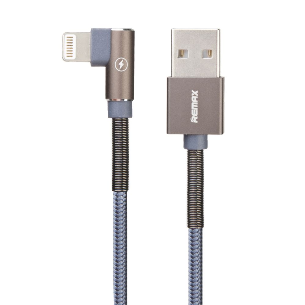 USB кабель REMAX RC-119i Ranger Lightning 8-pin, 2.4А, угловой, 1м, нейлон (синий)