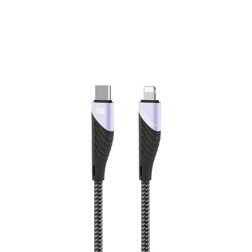 USB-C кабель Earldom EC-113 Lightning 8-pin, 3А, PD20W, 1.2м, нейлон (черный)