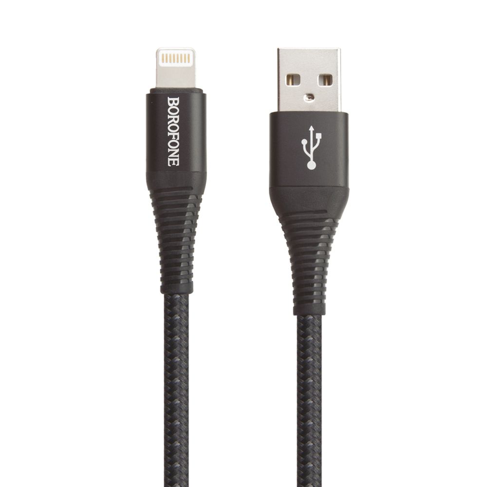 USB кабель BOROFONE BX29 Endurant Lightning 8-pin, 2.4А, 1м, нейлон (черный)