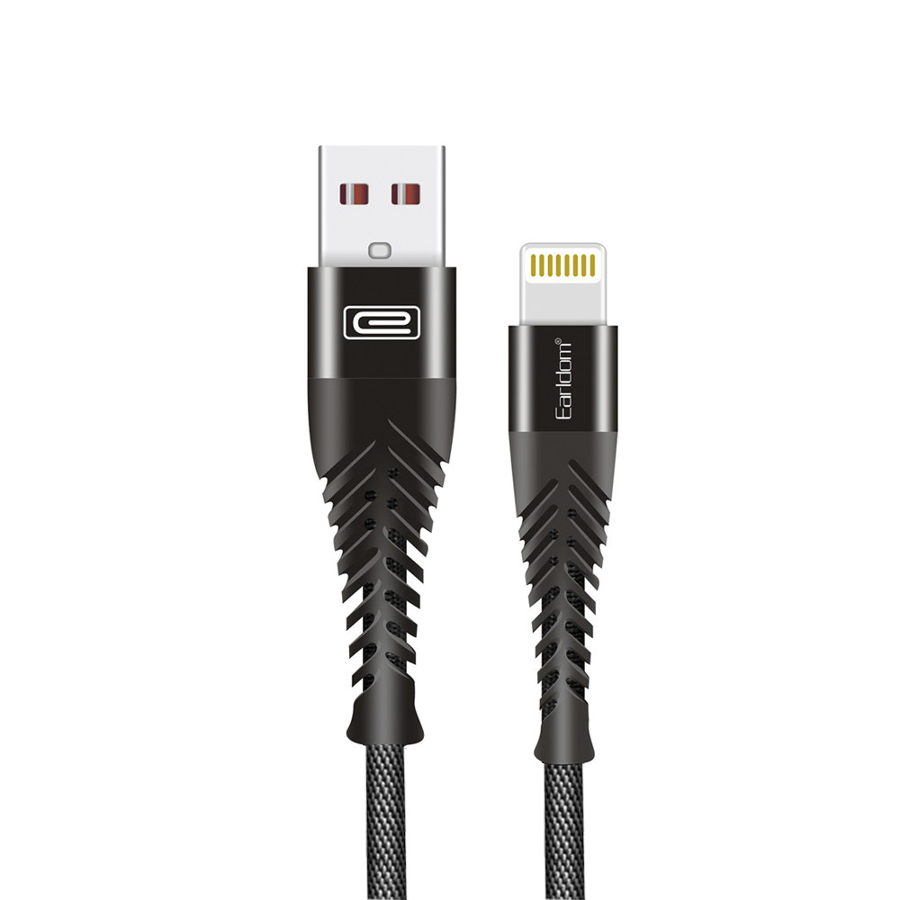 USB кабель Earldom EC-061I Lightning 8-pin, 2.4А, 1м, нейлон (черный)
