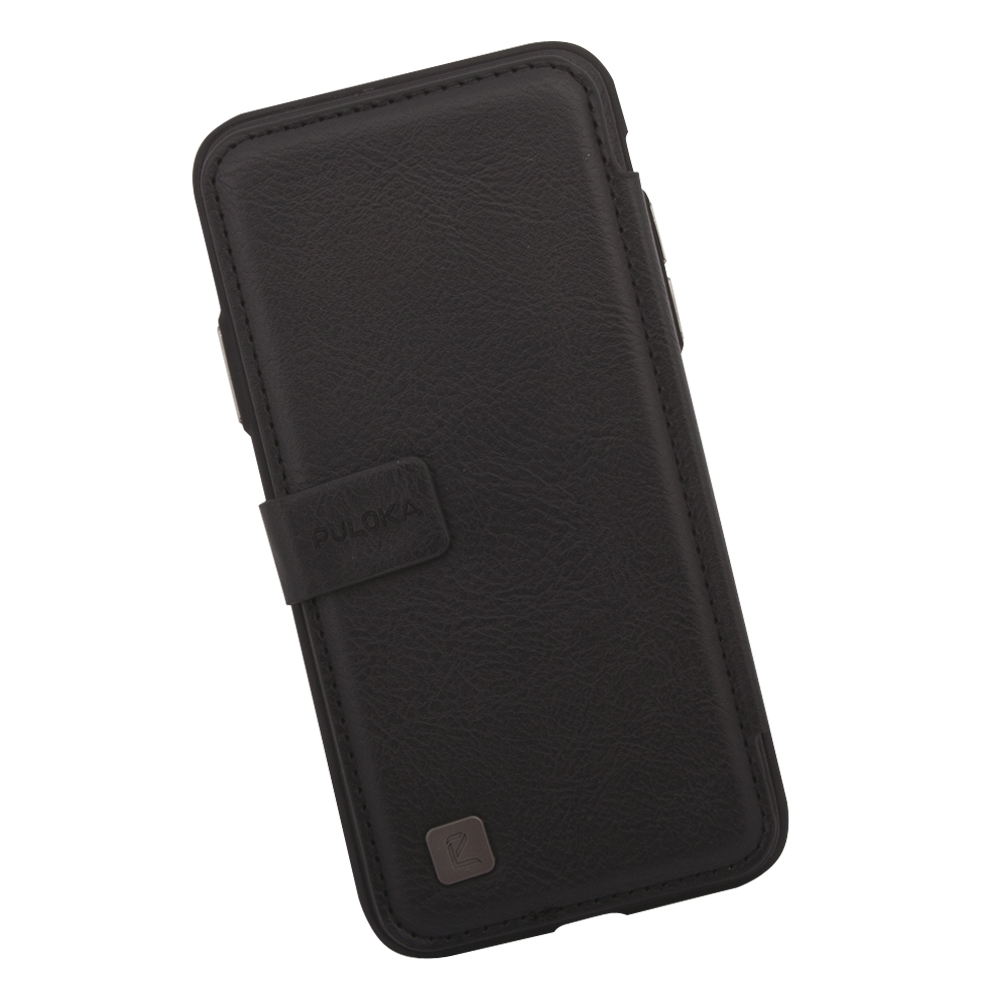 Чехол раскладной для iPhone X/Xs "Puloka" Multi-Function Back Clip Wallet Case (кожа/черный, коробка)