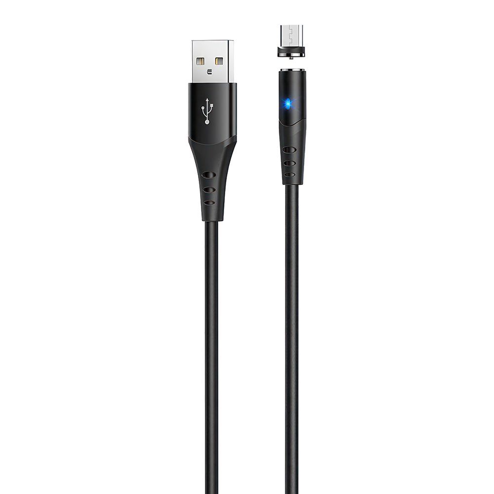 USB кабель HOCO X60 Honorific MicroUSB, магнитный, 1м, силикон (черный)