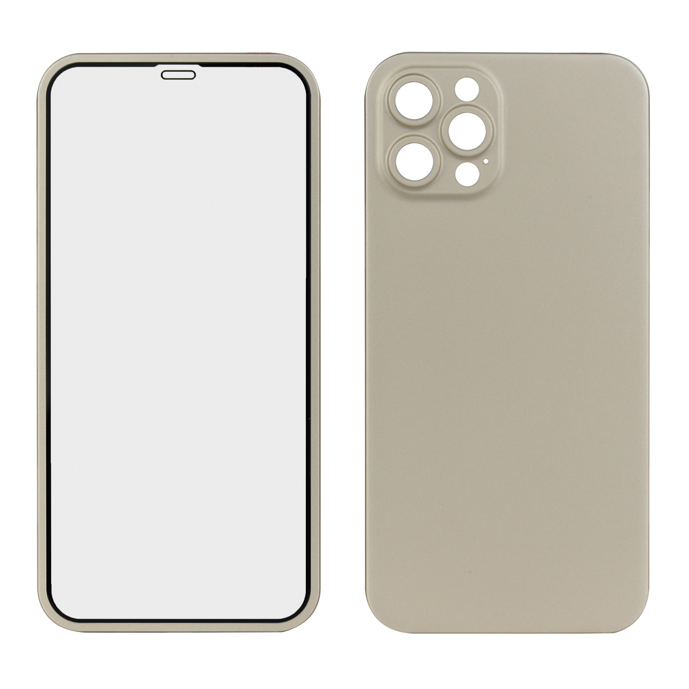 Защита 360° стекло + чехол для iPhone 12 Pro (золото)