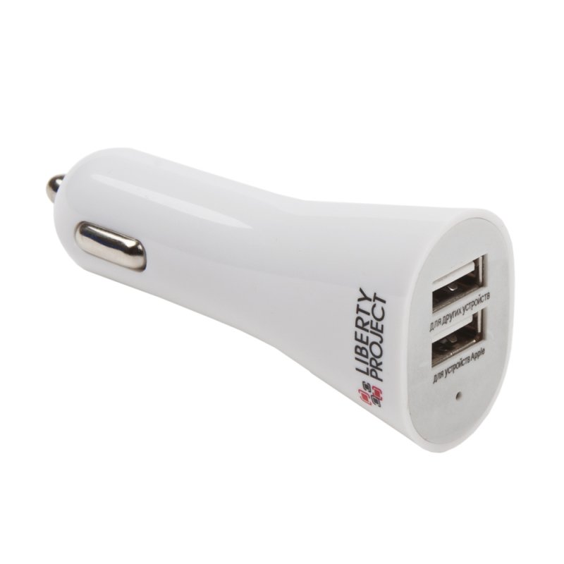 АЗУ "LP" с USB выходом 2.1 А (2 USB выхода/белый/коробка)
