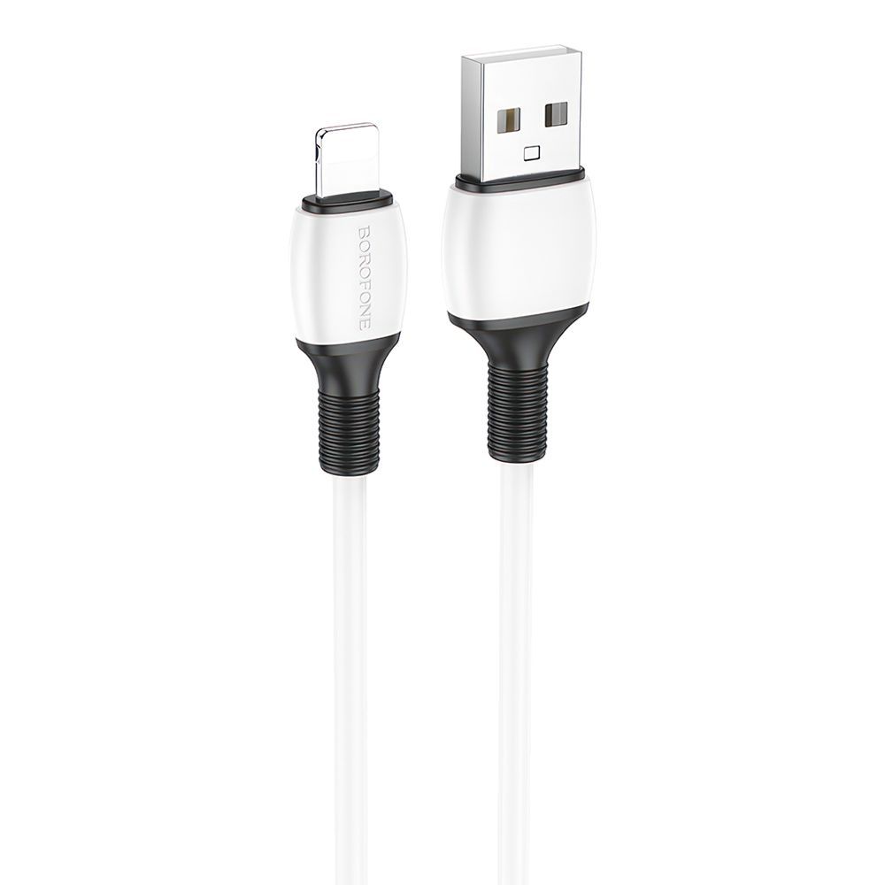 USB кабель BOROFONE BX84 Rice Lightning 8-pin, 2.4А, 1м, PVC (белый)