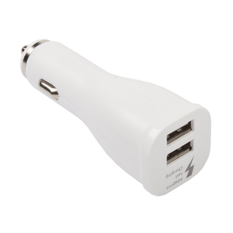 АЗУ "Samsung Car Adapter" Fast Charge 2 USB выхода + кабель Micro USB (белое)