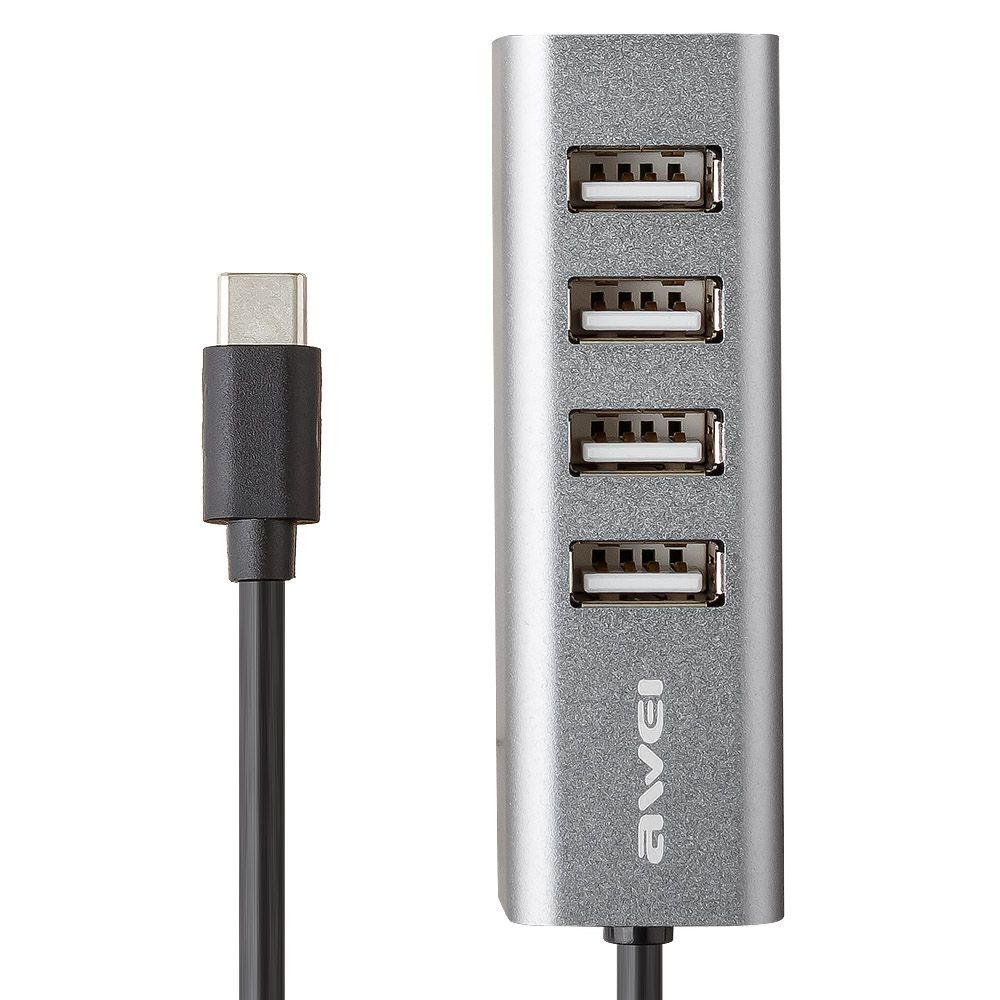USB-C хаб AWEI CL-122T 4xUSB (черный)