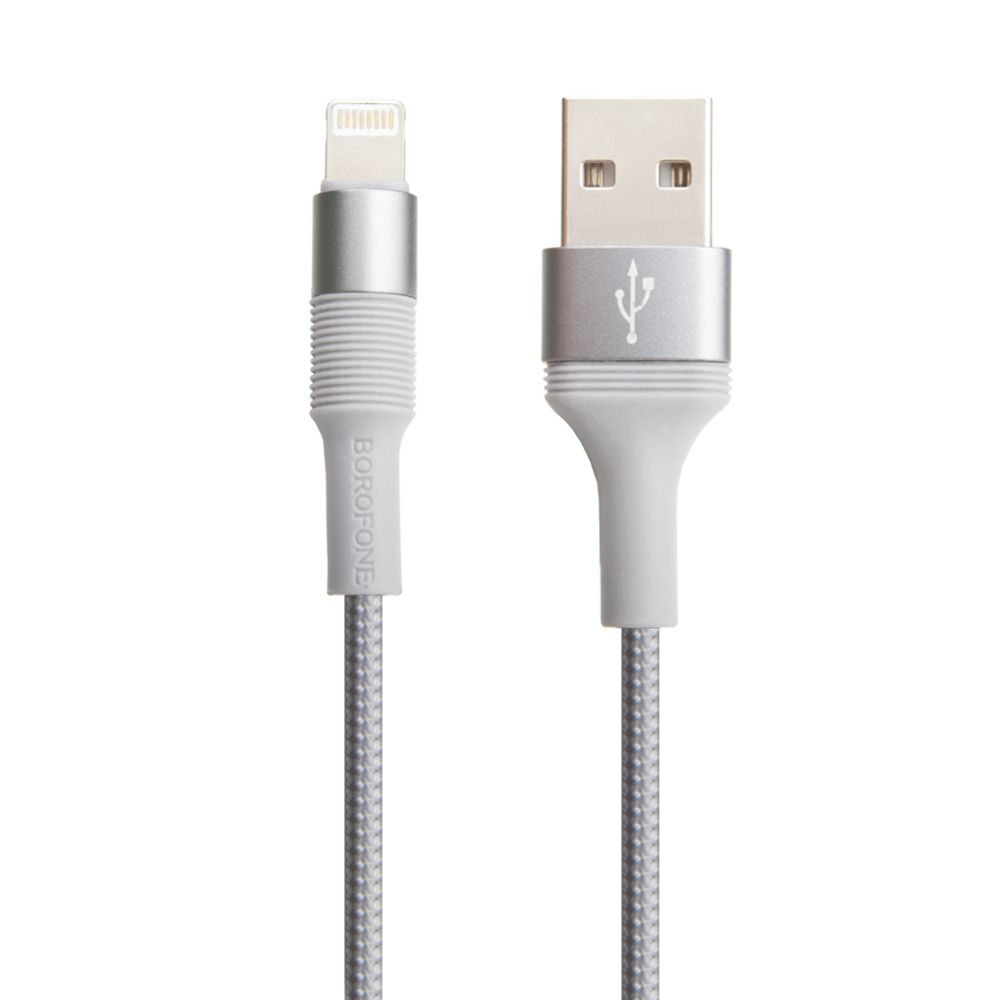 USB кабель BOROFONE BX21 Outstanding Lightning 8-pin, 2.4А, 1м, нейлон (серый)
