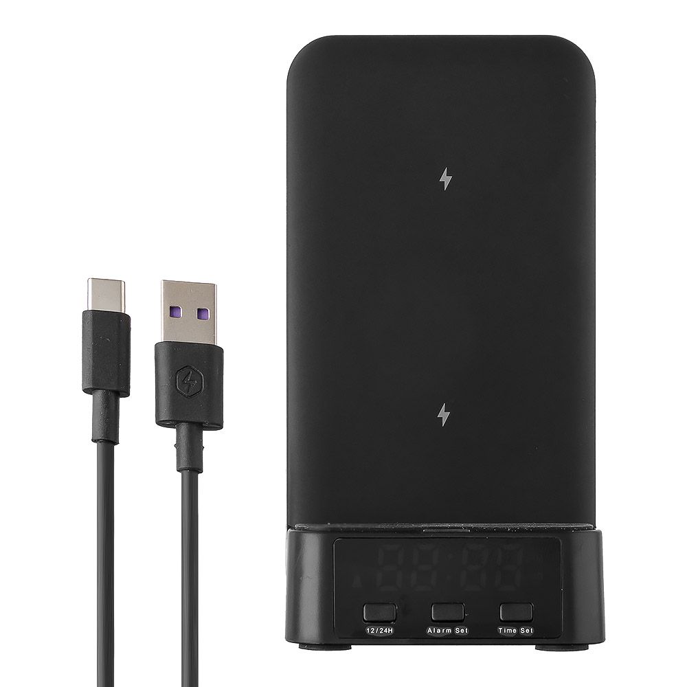 Беспроводное ЗУ Station Dock A60 для смартфона, часов и наушников, 25W, 4в1, встроенные часы (черный)