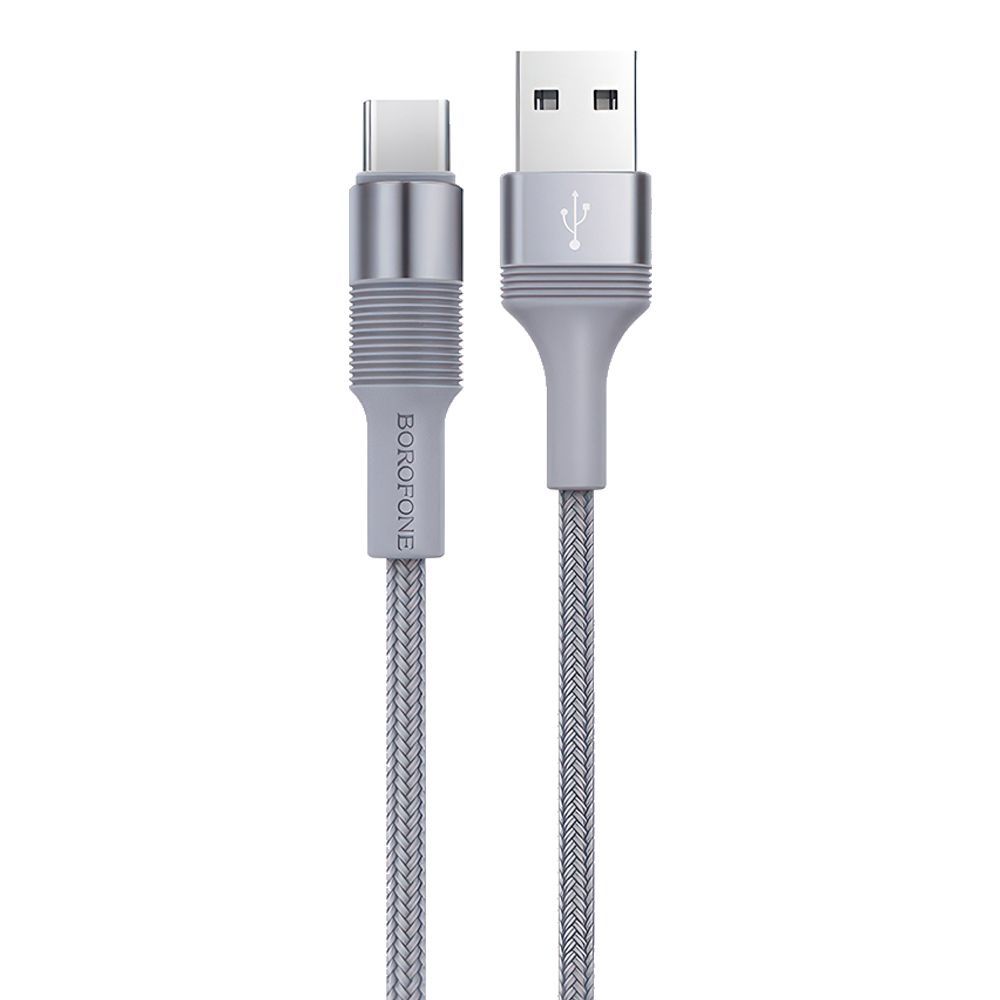 USB кабель BOROFONE BX21 Outstanding Type-C, 3А, 1м, нейлон (серый)