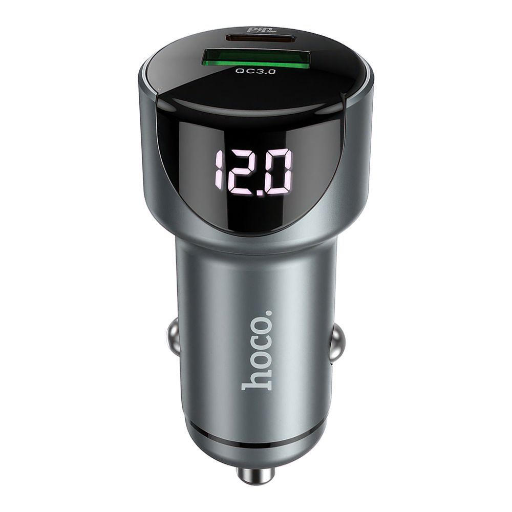 АЗУ HOCO Z42 Light Road 1xUSB, 1xUSB-C, 3А, PD20W, QC3.0, LED дисплей (серый) мятая