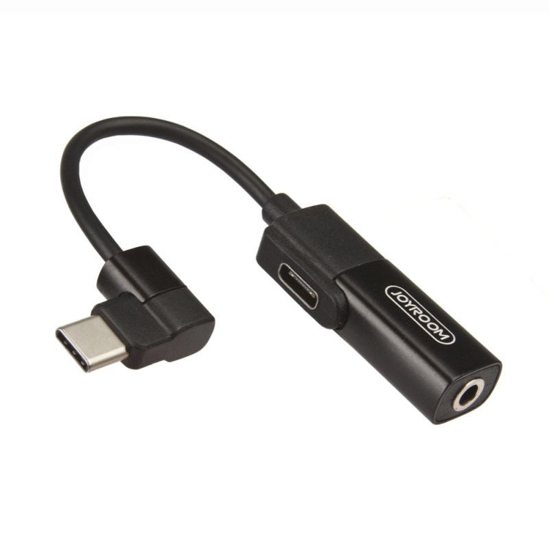 Аудио адаптер JOYROOM S-M361 USB-C на USB-C/3.5мм, зарядка и аудио, 0.07м (черный)