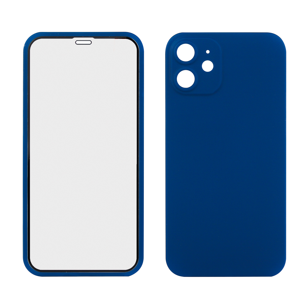 Защита 360° стекло + чехол для iPhone 12 mini (синий)