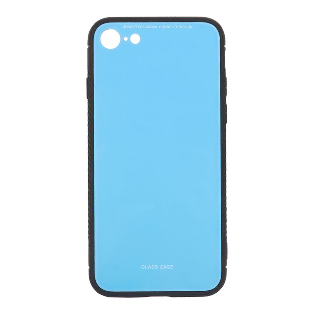 Защитная крышка "LP" для iPhone SE 2/8/7 "Glass Case" (голубое стекло/коробка)