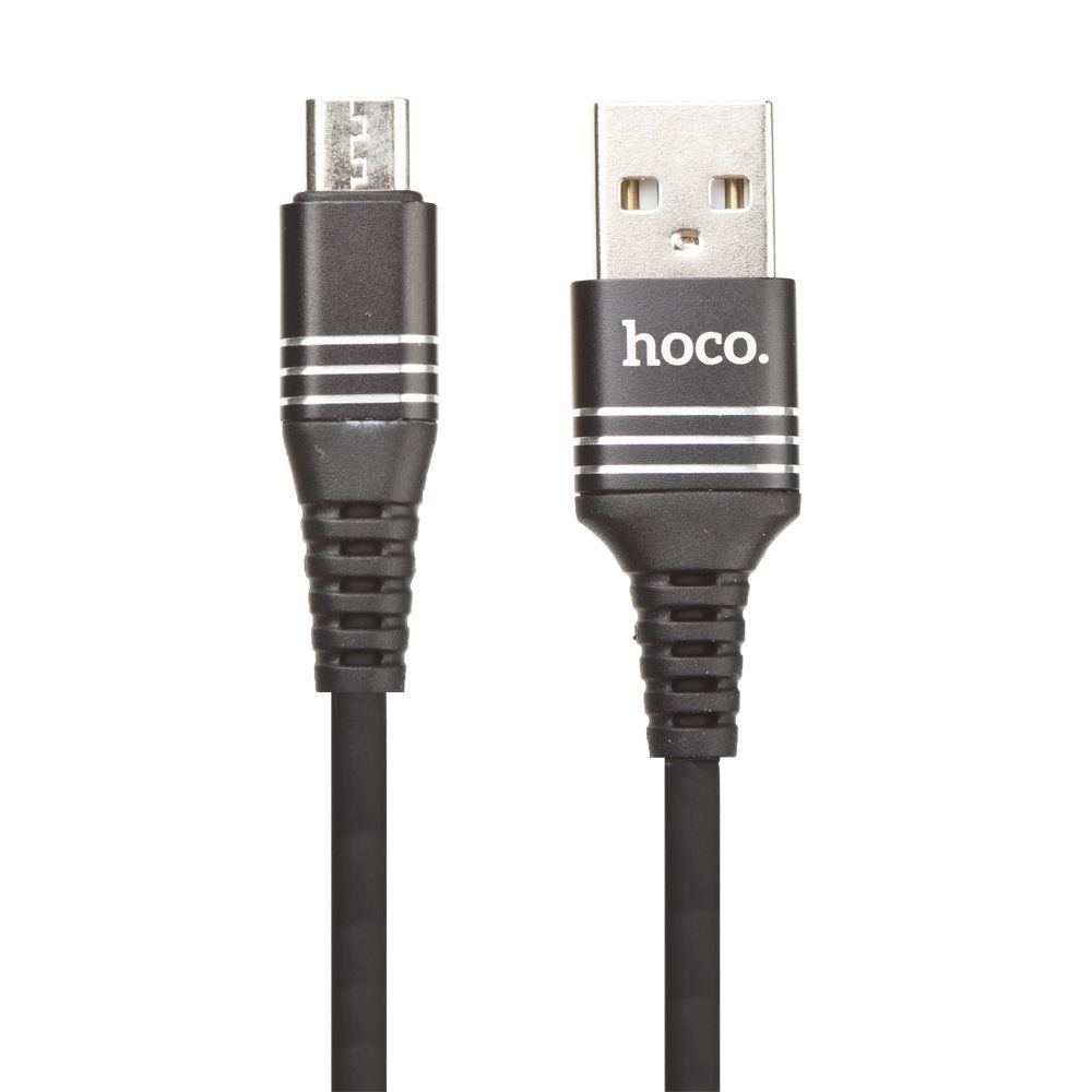USB кабель HOCO U46 Tricyclic MicroUSB, 1м, силикон (черный)