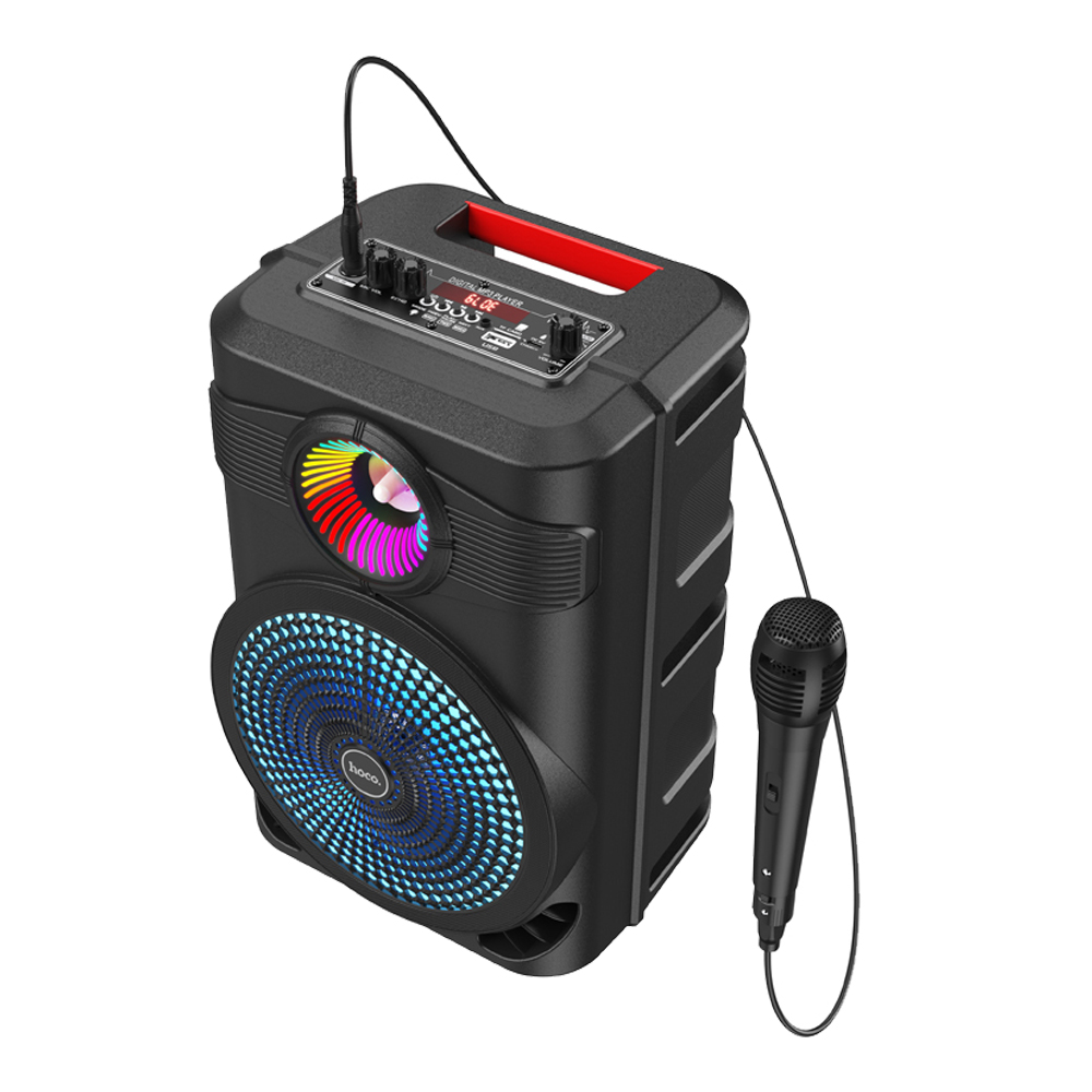 Bluetooth колонка HOCO BS46 Mature BT5.0, 10W, AUX/TWS/FM/microSD/USB, RGB + микрофон (черный)