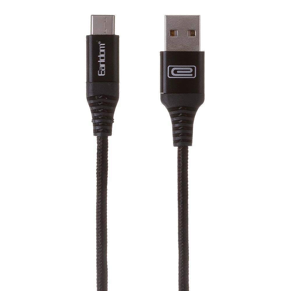 USB кабель Earldom EC-038C Type-C, 2.4А, 1м, нейлон (черный)
