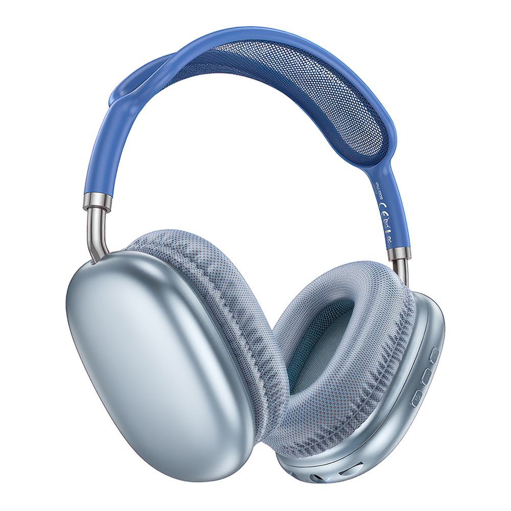 Bluetooth гарнитура BOROFONE BO22 Plus Elegant BT 5.4, 3.5мм, MicroSD, накладная, громкость +/- (голубой)