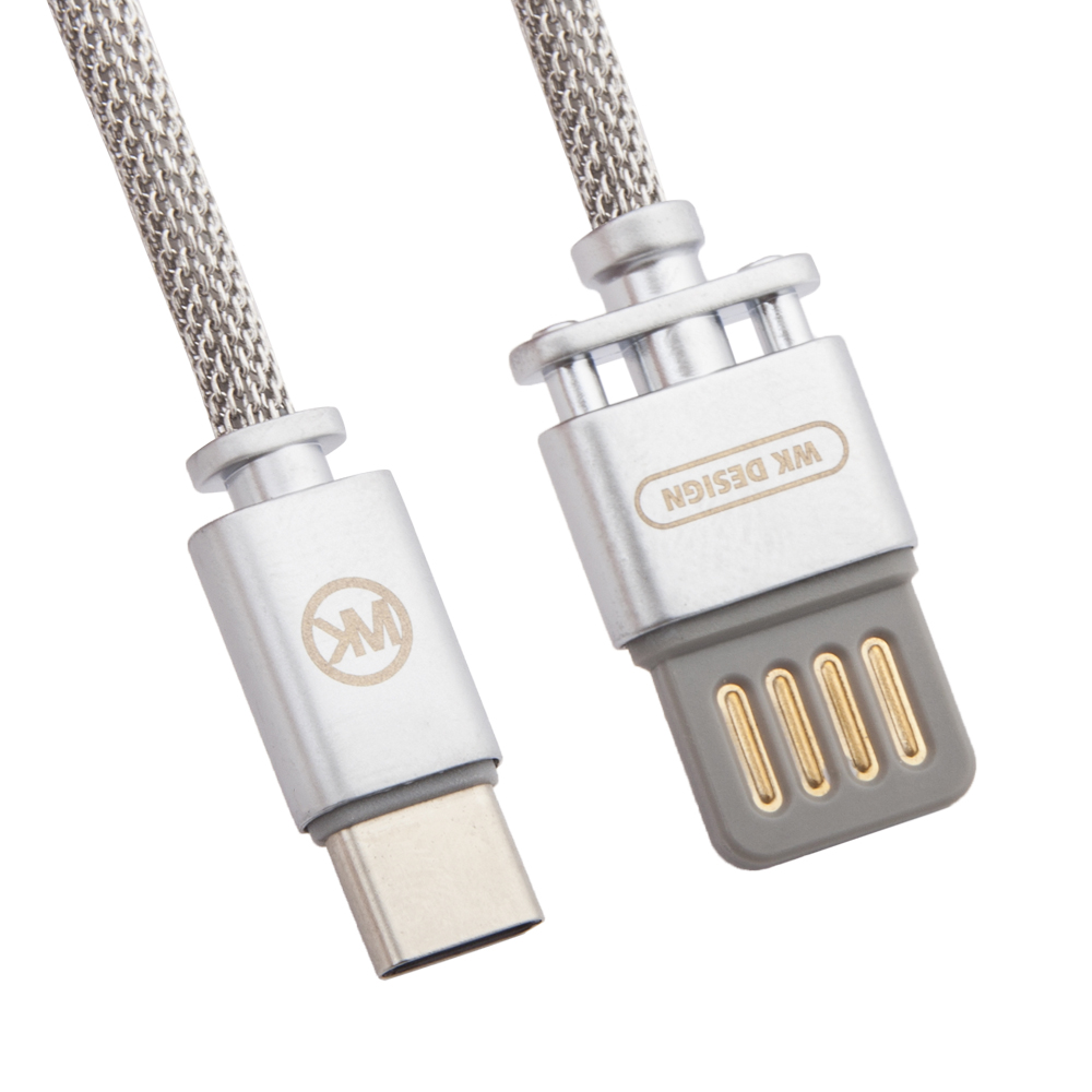 USB кабель WK WDC-030 Master Type-C, 1м, металл (серебрянный)