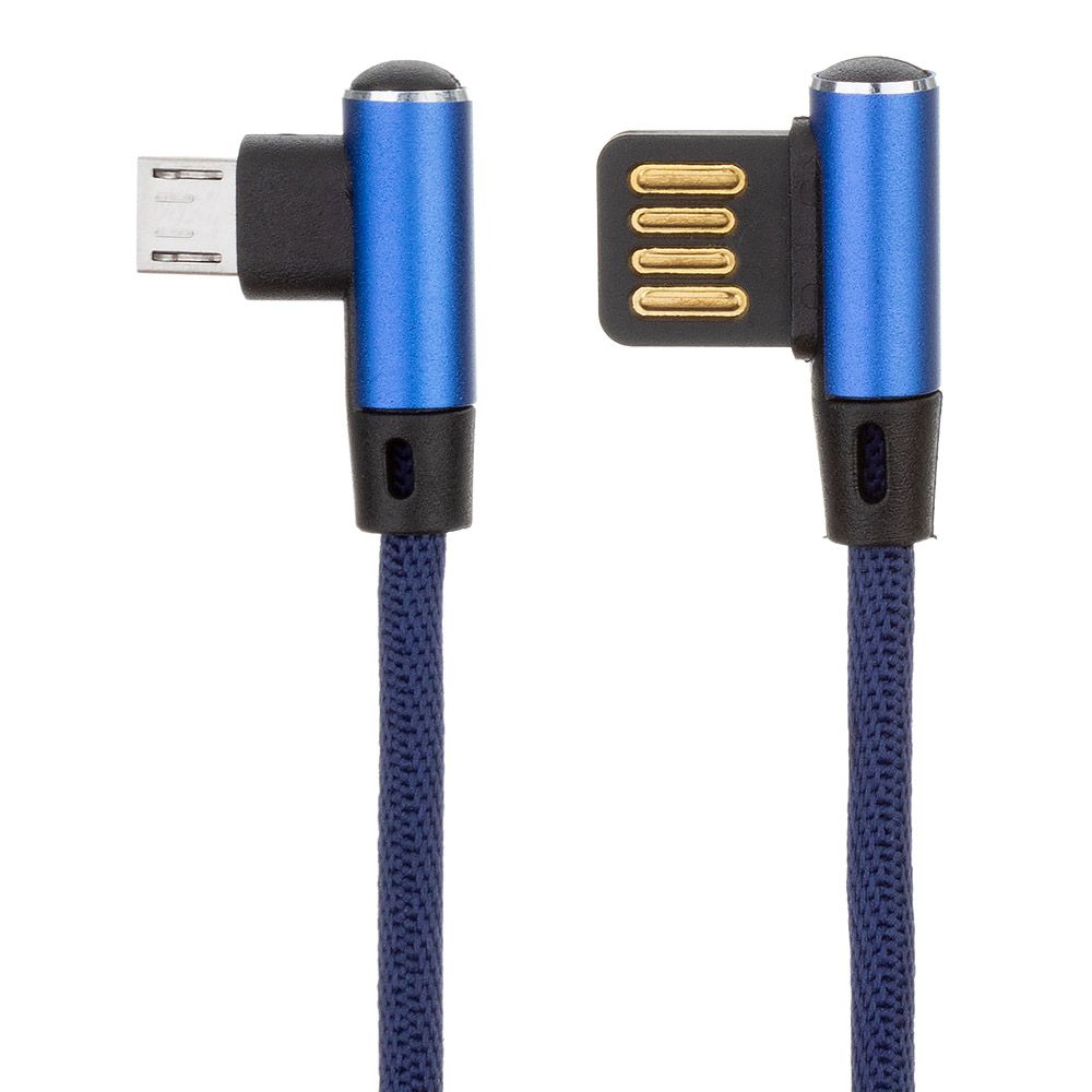 USB кабель "LP" Micro USB оплетка Т-порт 1м. (синий/европакет)