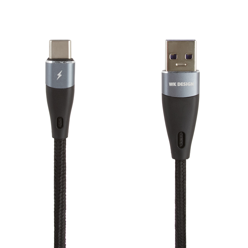 USB кабель WK WDC-096a Elephant Type-C, 5А, 1м, нейлон (черный)