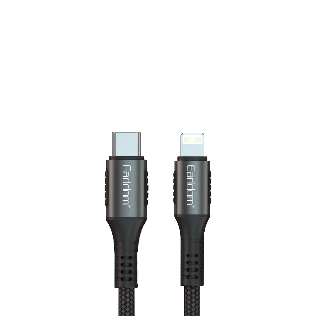 USB-C кабель Earldom EC-101 Lightning 8-pin, 3А, PD18W, 2м, нейлон (черный)