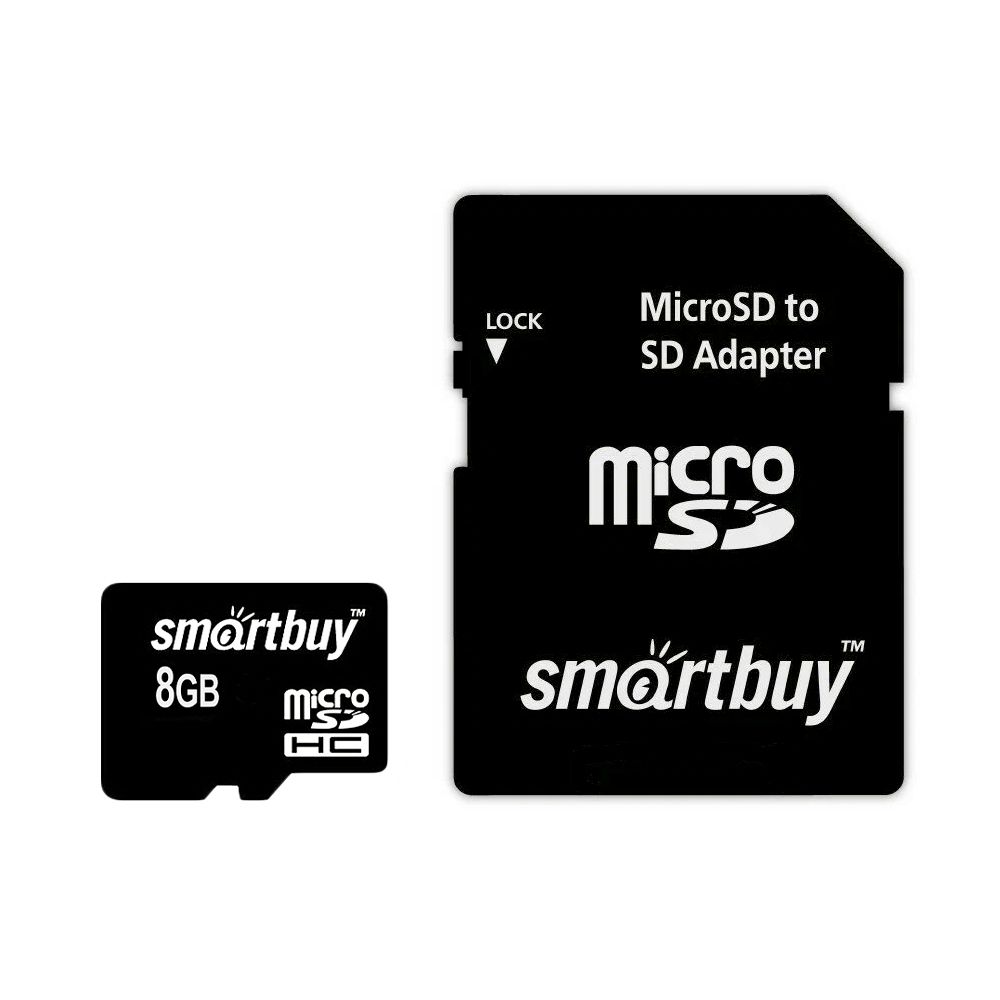 Карта памяти SmartBuy Micro SD 8Гб (с адаптером SD)