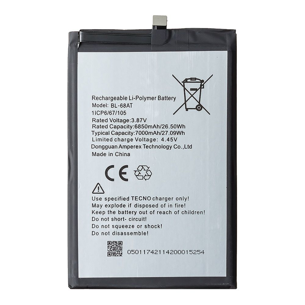 Аккумулятор (АКБ) для Tecno Pova 2 (BL-68AT) EURO (OEM)