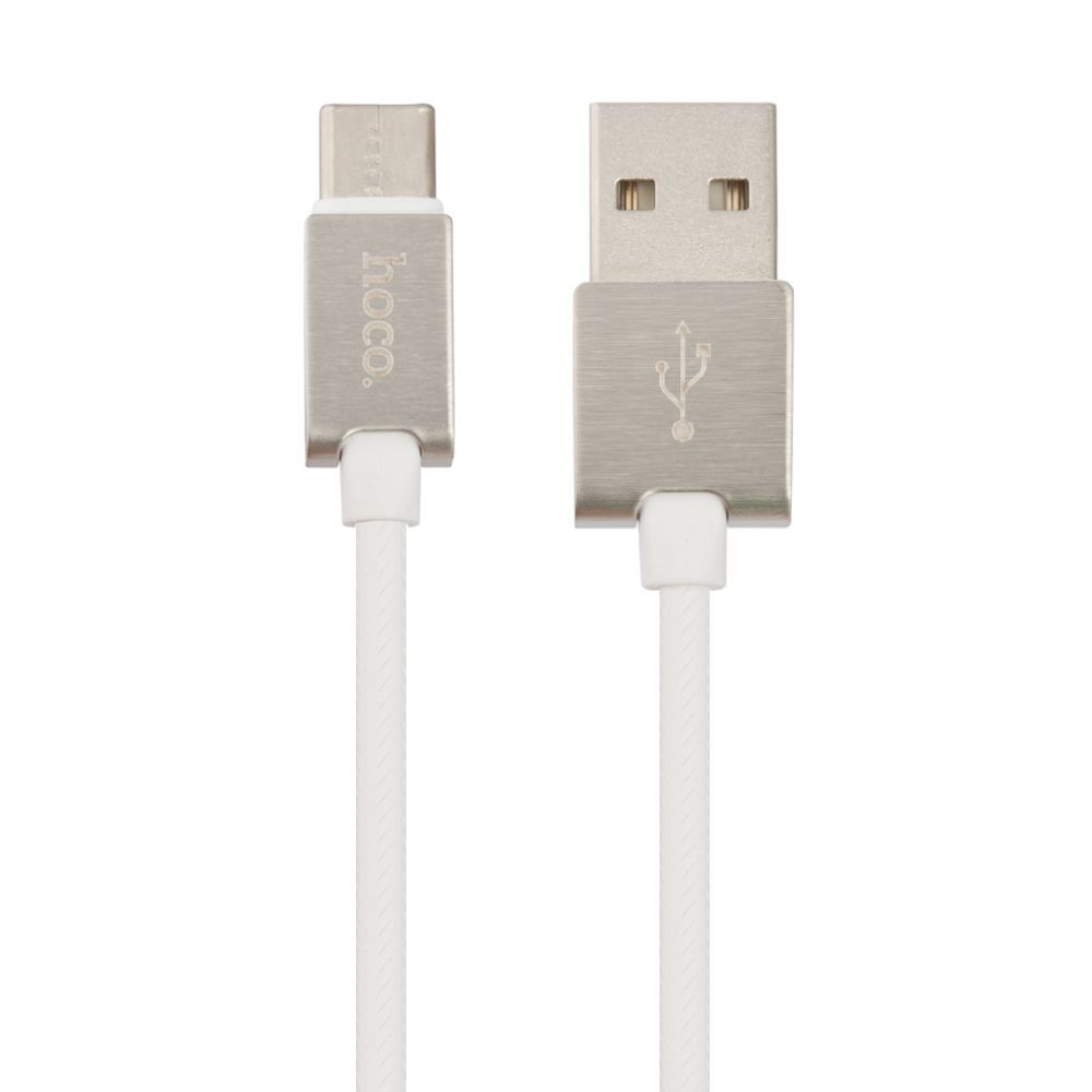 USB кабель HOCO U49 Refined Steel Type-C, 2.4А, 1.2м, TPE (белый)