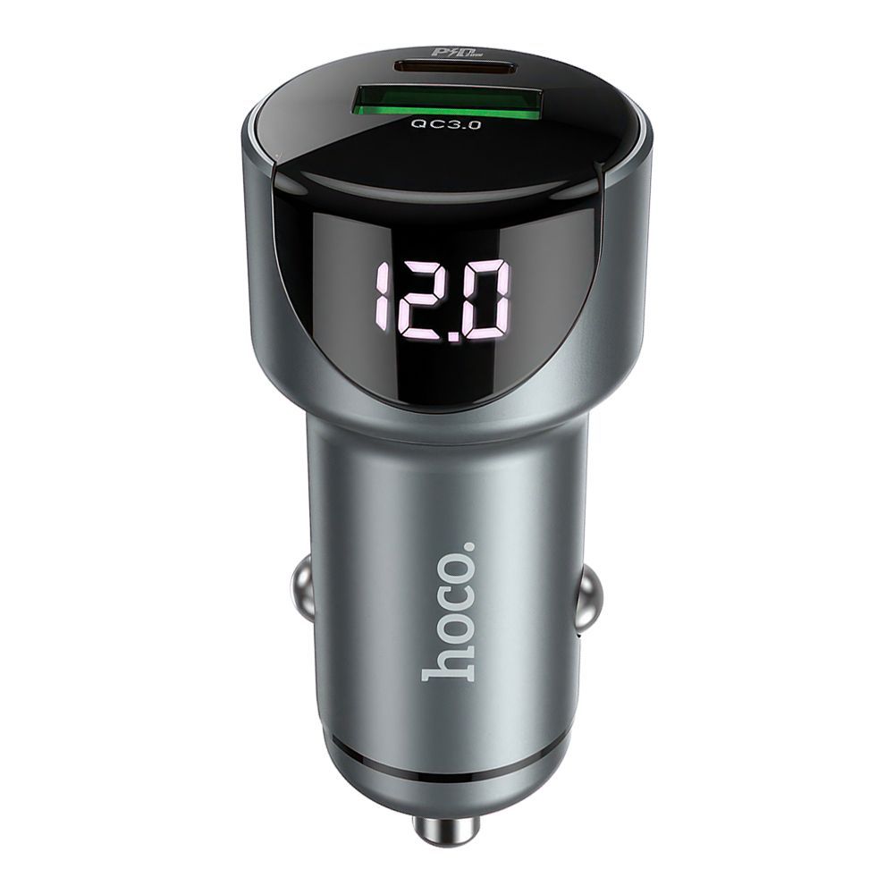 АЗУ HOCO Z42 Light Road 1xUSB, 1xUSB-C, 3А, PD20W, QC3.0, LED дисплей (серый)