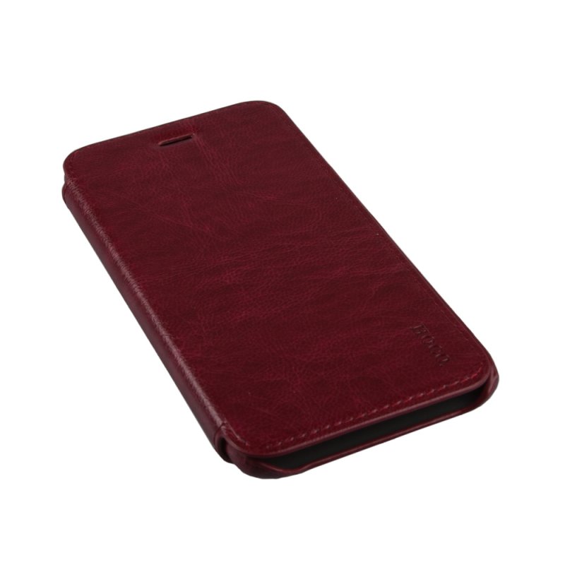 Чехол для iPhone 6/6s "HOCO" Crystal Classic Folder раскладной кожаный (бордовый коробка)