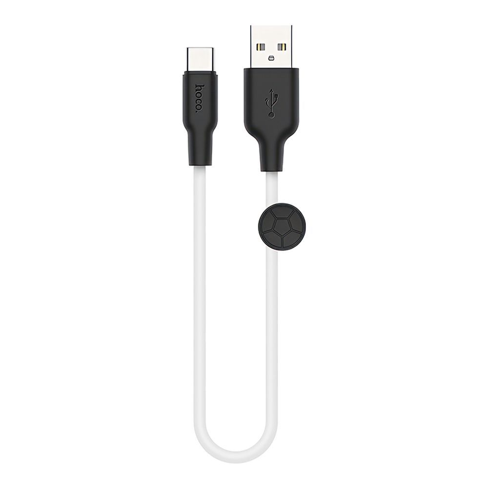USB кабель HOCO X21 Plus Silicone Type-C, 3А, 0.25м, силикон (белый/черный)
