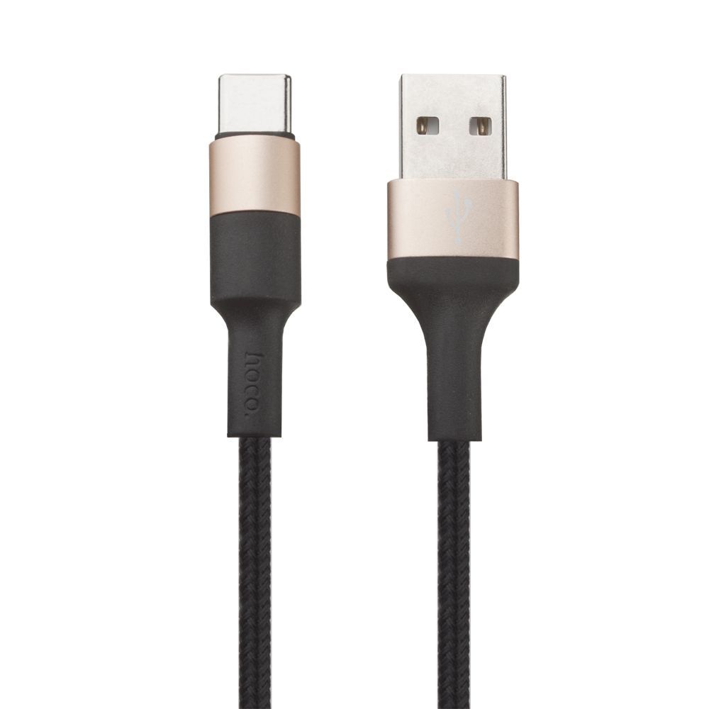 USB кабель HOCO X26 Xpress Type-C, 1м, нейлон (черный/золотой)