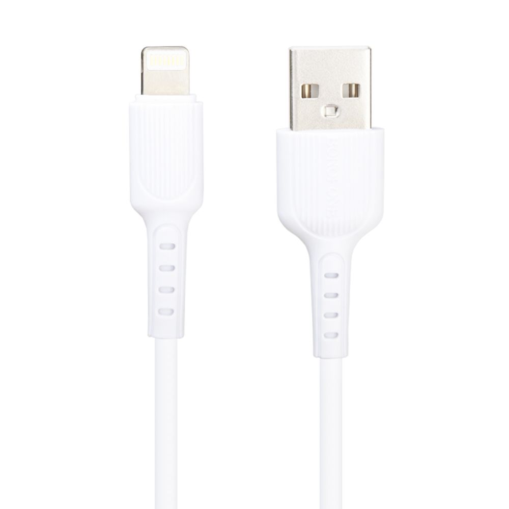 USB кабель BOROFONE BX16 Easy Lightning 8-pin, 2.4А, 1м, PVC (белый)