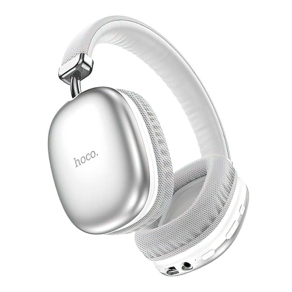 Bluetooth гарнитура HOCO W35 BT 5.3, AUX, microSD, накладная, громкость +/- (белый) мятая