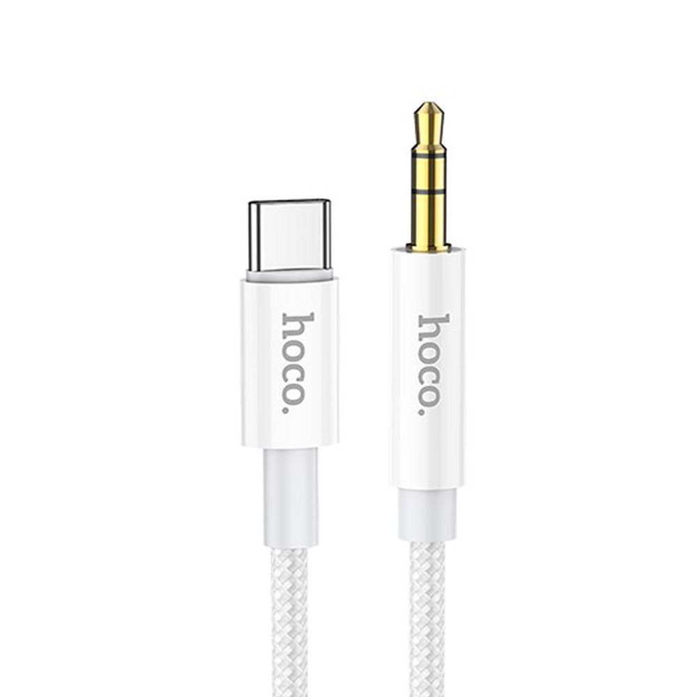 Аудиокабель HOCO UPA19 3.5мм - USB-C, 1м, нейлон (серебряный)