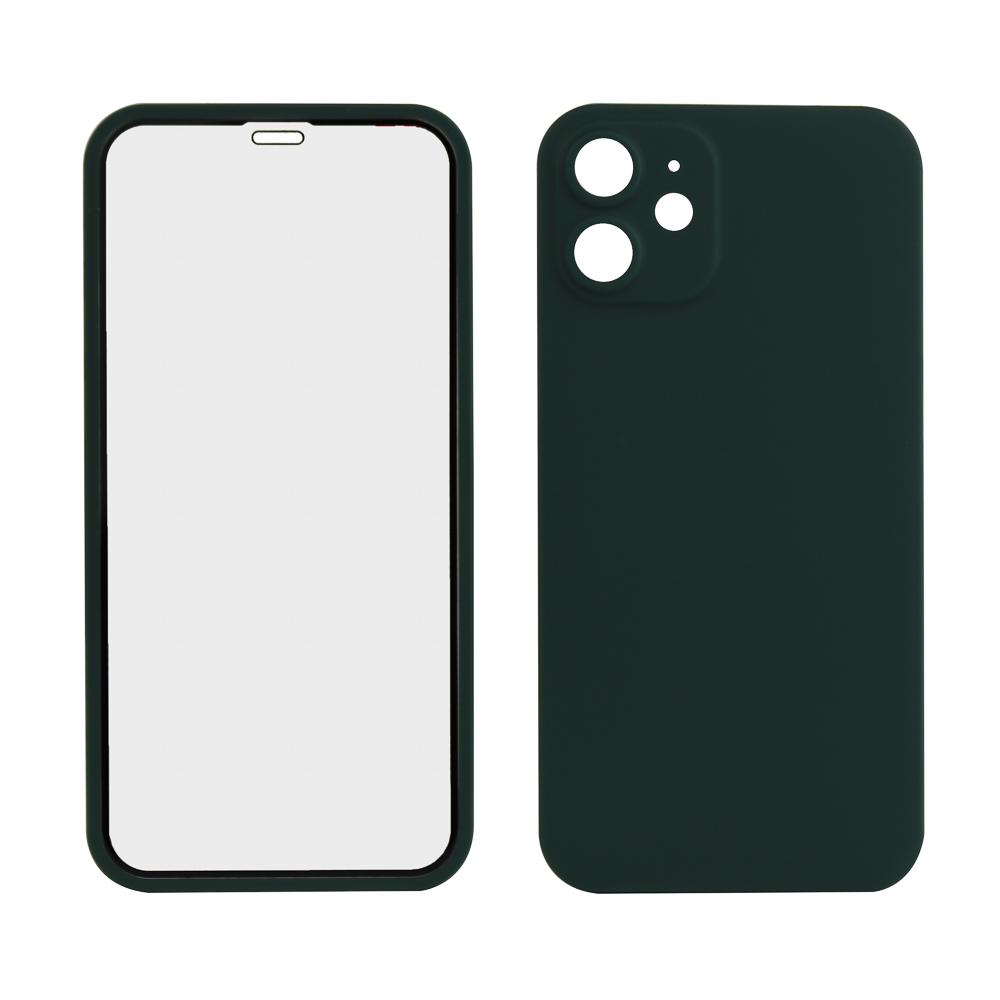 Защита 360° стекло + чехол для iPhone 12 mini (зеленый)