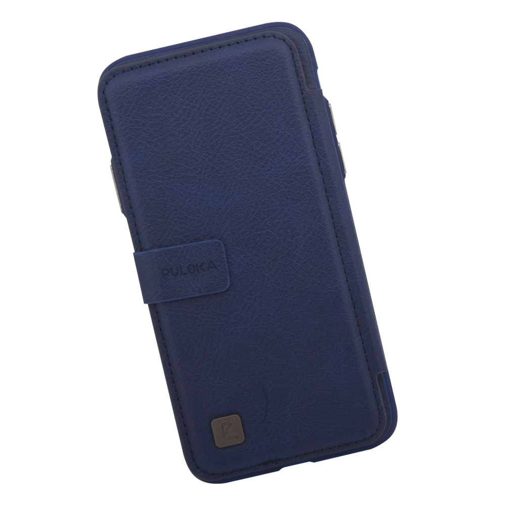 Чехол раскладной для iPhone X/Xs "Puloka" Multi-Function Back Clip Wallet Case (кожа/синий, коробка)