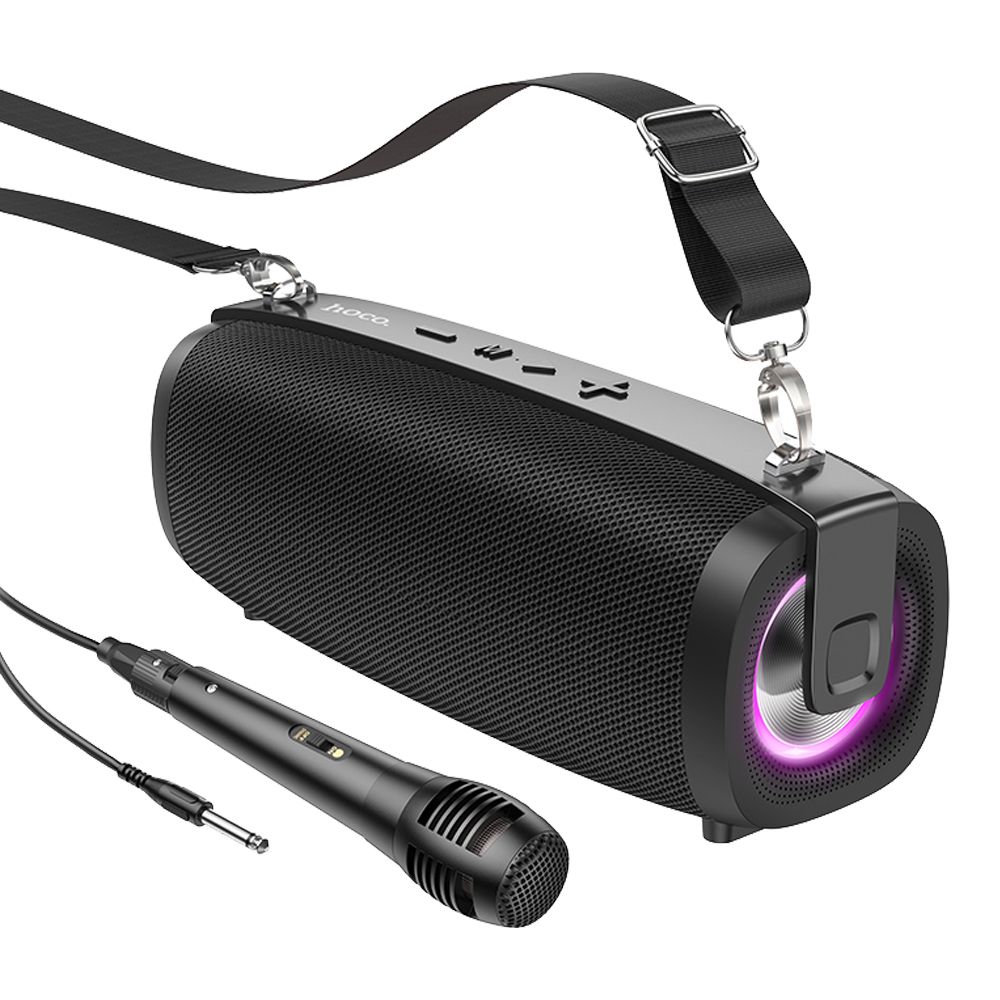 Bluetooth колонка HOCO BS55 Gallant BT5.3, 2x5W, AUX/USB/microSD/Mic + микрофон, RGB (черный)