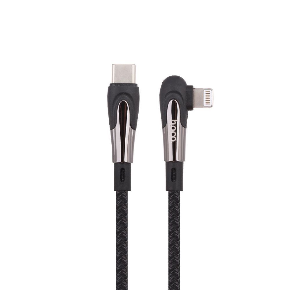 USB-C кабель HOCO U84 Rally Lightning 8-pin, 3А, PD18W, угловой, 1.2м, нейлон (черный)