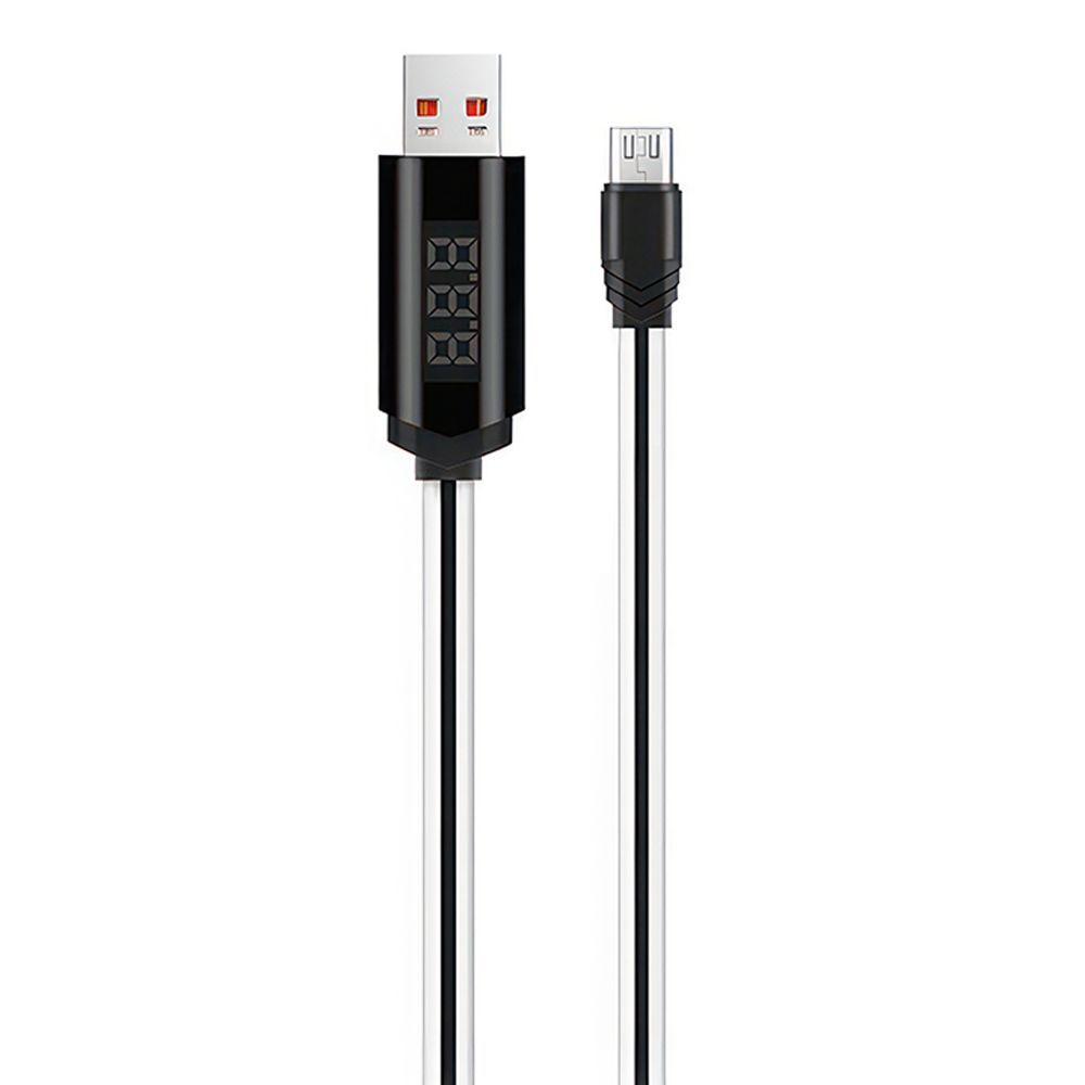 USB кабель HOCO U29 Timer MicroUSB, LED дисплей, 1м, TPE (белый)