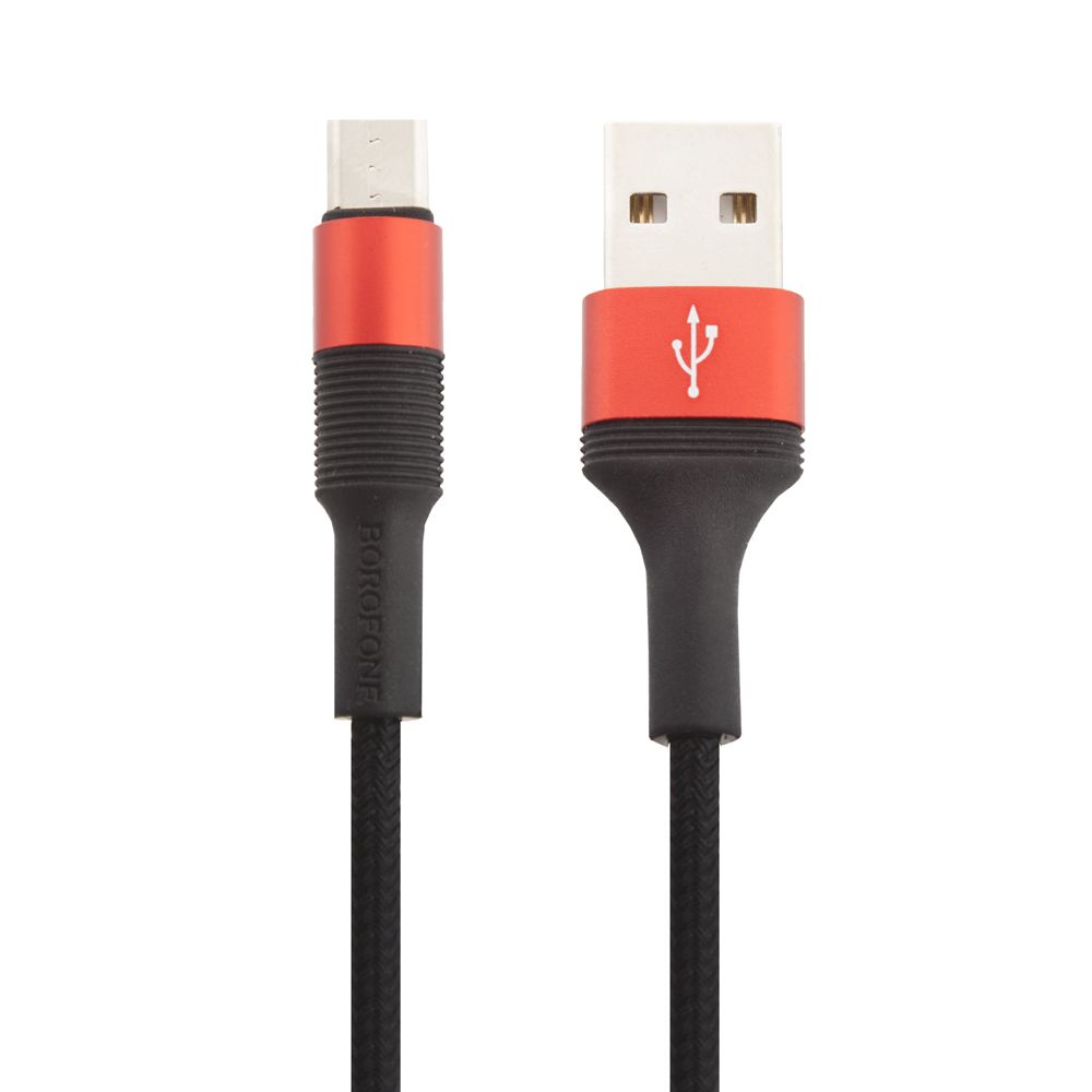 USB кабель BOROFONE BX21 Outstanding MicroUSB, 2.4А, 1м, нейлон (черный/черный)